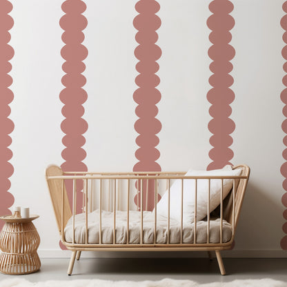 Terracotta Scallop warm scallop wallpaper in a children's room
