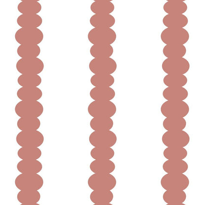 Terracotta Scallop wallpaper design — columns of rounded scallops in warm terracotta on white