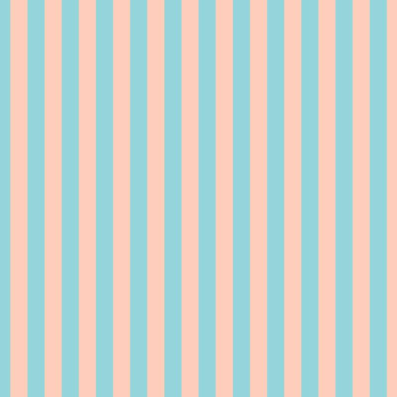 Thin Stripe Wallpaper in Aqua & Peach – fine, narrow stripes on a peach ground