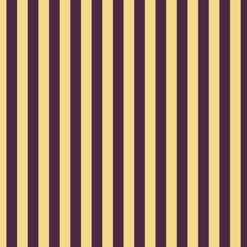 Thin Stripe Wallpaper in Butter & Aubergine – fine, narrow stripes on an aubergine ground