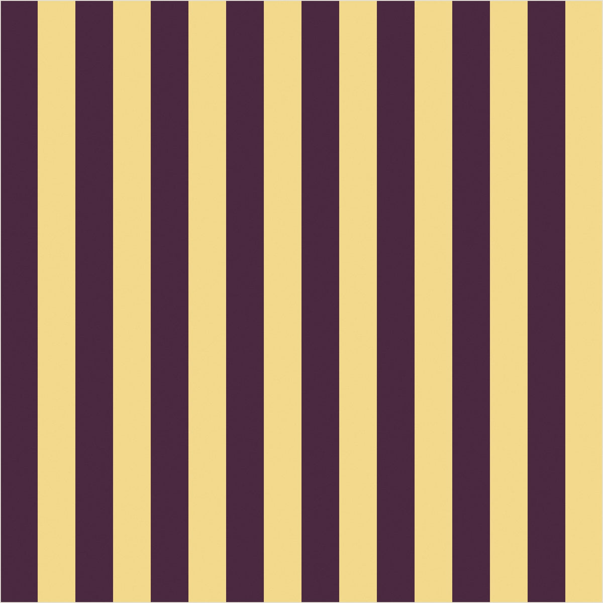 Butter & Aubergine thin stripe wallpaper, true-scale 62 cm swatch