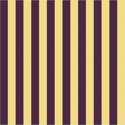 Butter & Aubergine thin stripe wallpaper, true-scale 62 cm swatch