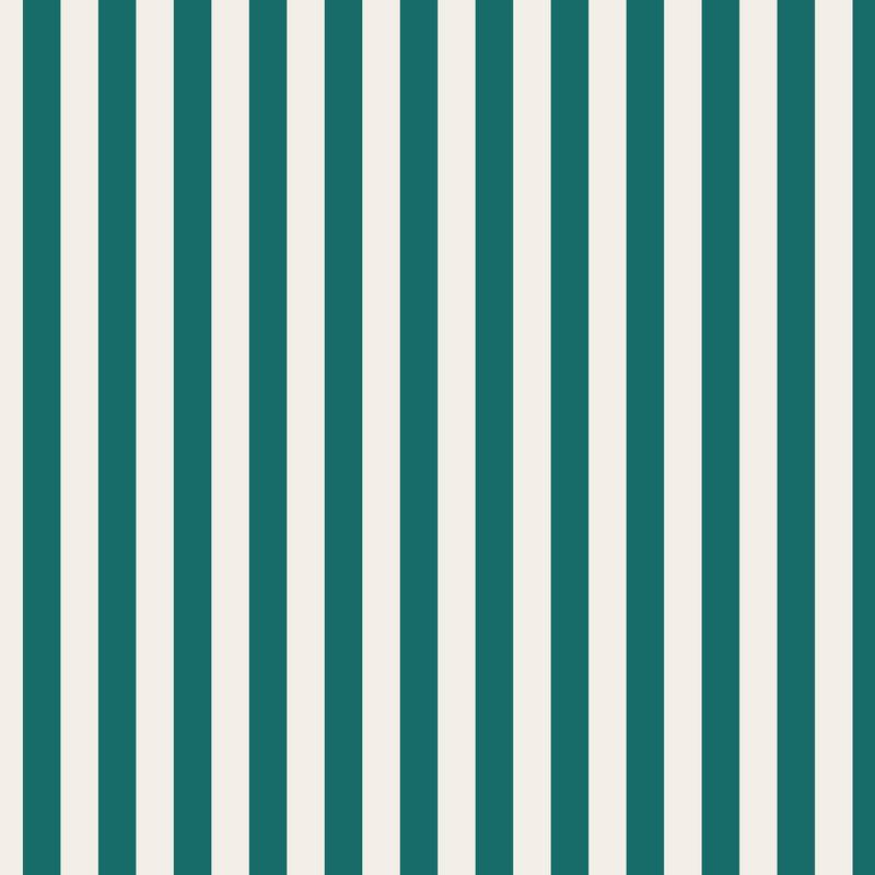 Thin Stripe Wallpaper in Chalk White & Rich Teal – fine, narrow stripes on a rich teal ground