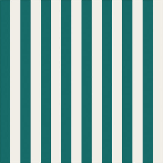 Chalk White & Rich Teal thin stripe wallpaper, true-scale 62 cm swatch