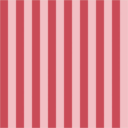 Cherry Red & Powder Pink thin stripe wallpaper, true-scale 62 cm swatch