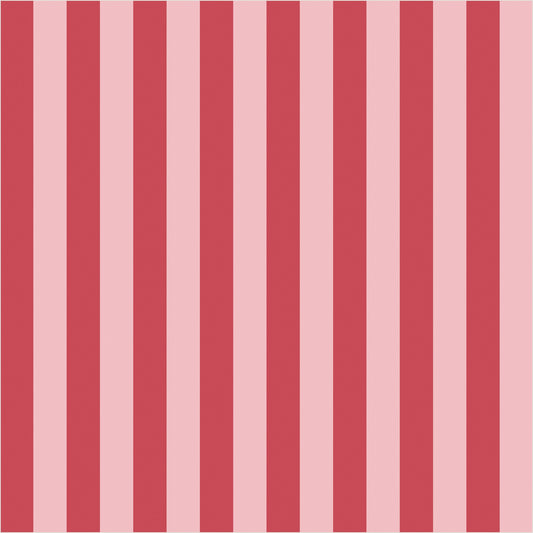 Cherry Red & Powder Pink thin stripe wallpaper, true-scale 62 cm swatch