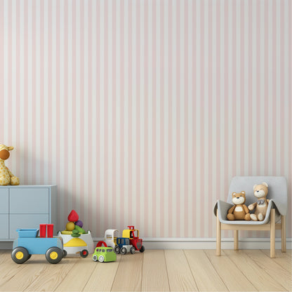 Cloud & Blossom – Thin Stripe Wallpaper styled in a kids' room and nursery