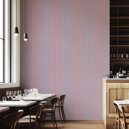 Dusty Lilac & Mauve Rose – Thin Stripe Wallpaper styled in a boutique hotel and hospitality space