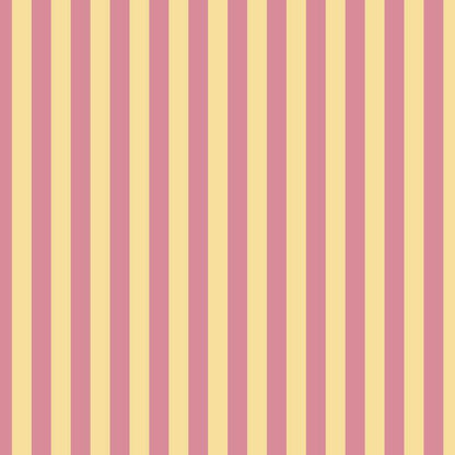 Thin Stripe Wallpaper in Dusty Rose & Buttercream – fine, narrow stripes on a buttercream ground