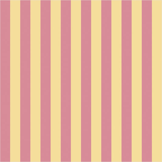 Dusty Rose & Buttercream thin stripe wallpaper, true-scale 62 cm swatch