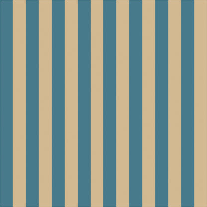 Dutch Blue & Warm Sand thin stripe wallpaper, true-scale 62 cm swatch