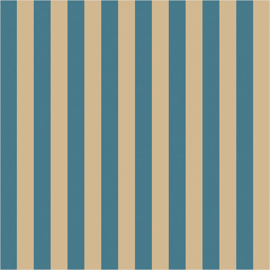Dutch Blue & Warm Sand thin stripe wallpaper, true-scale 62 cm swatch