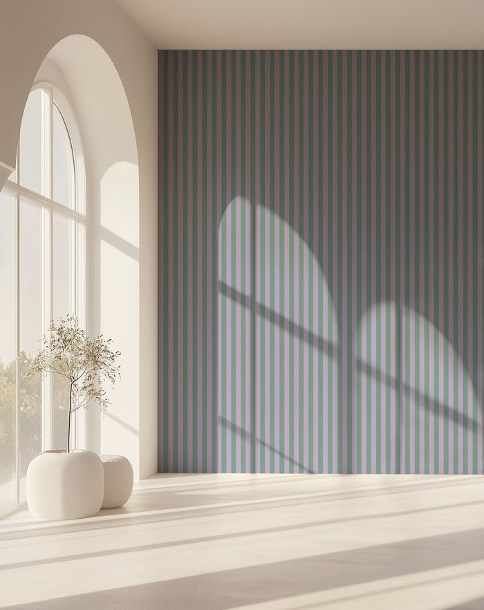 Thin Stripe Wallpaper – Eucalyptus & Soft Lilac