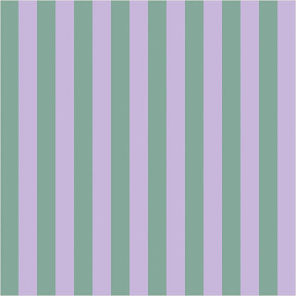 Eucalyptus & Soft Lilac thin stripe wallpaper, true-scale 62 cm swatch