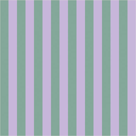 Eucalyptus & Soft Lilac thin stripe wallpaper, true-scale 62 cm swatch