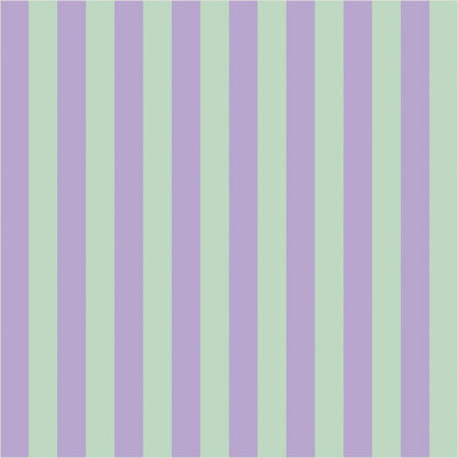 Lavender Mist & Mint thin stripe wallpaper, true-scale 62 cm swatch