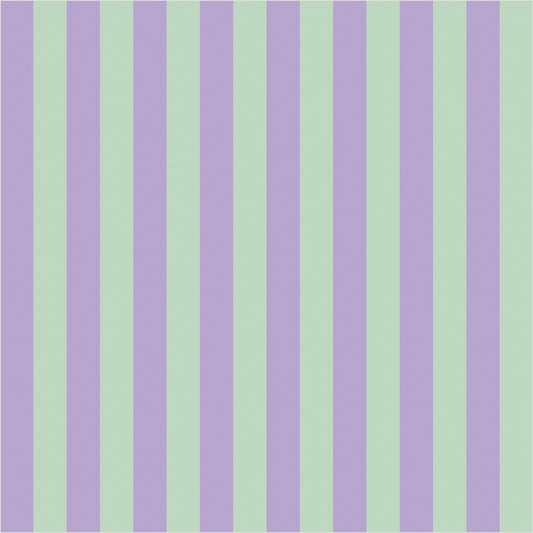 Lavender Mist & Mint thin stripe wallpaper, true-scale 62 cm swatch