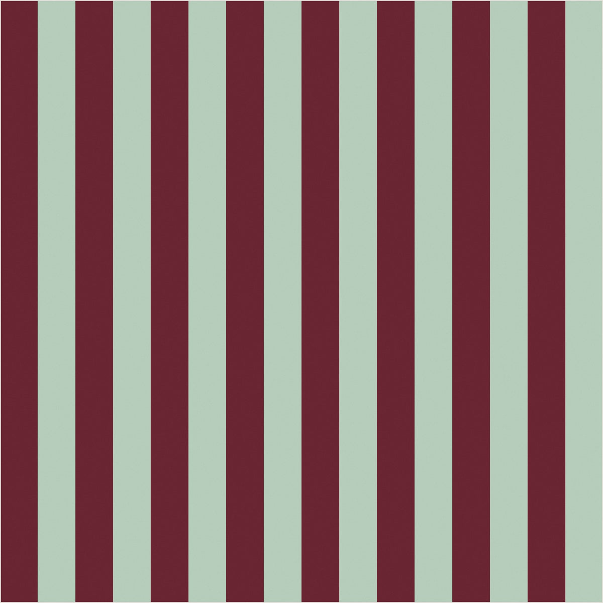 Mineral Mint & Oxblood thin stripe wallpaper, true-scale 62 cm swatch