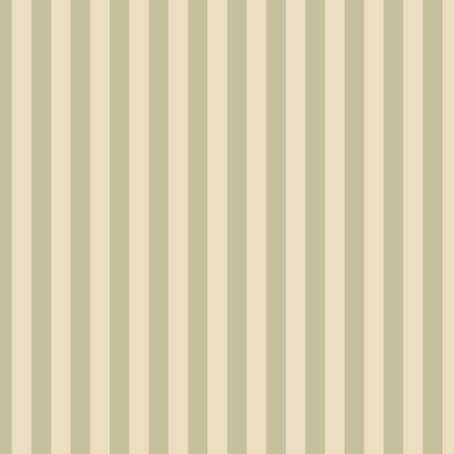 Thin Stripe Wallpaper in Olive & Warm Sand – fine, narrow stripes on a warm sand ground