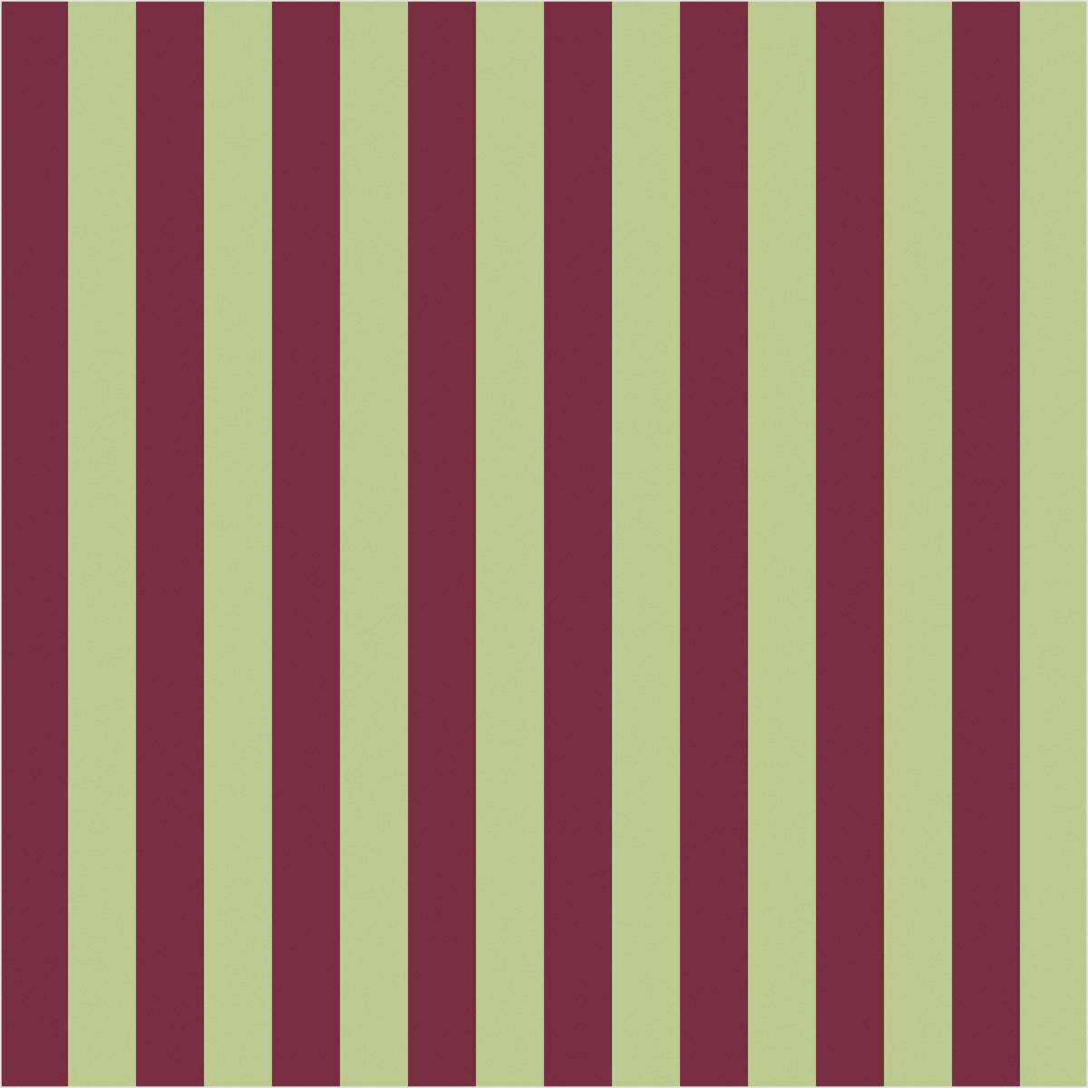 Pistachio & Burgundy thin stripe wallpaper, true-scale 62 cm swatch