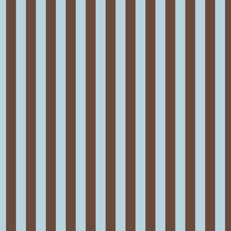 Thin Stripe Wallpaper in Powder Blue & Cocoa – fine, narrow stripes on a cocoa ground