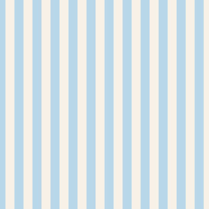 Thin Stripe Wallpaper in Powder Blue & Warm White – fine, narrow stripes on a warm white ground