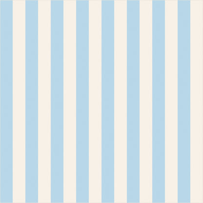 Powder Blue & Warm White thin stripe wallpaper, true-scale 62 cm swatch