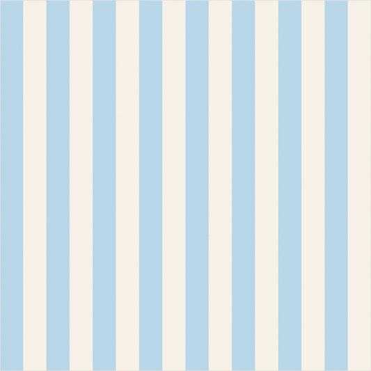 Powder Blue & Warm White thin stripe wallpaper, true-scale 62 cm swatch