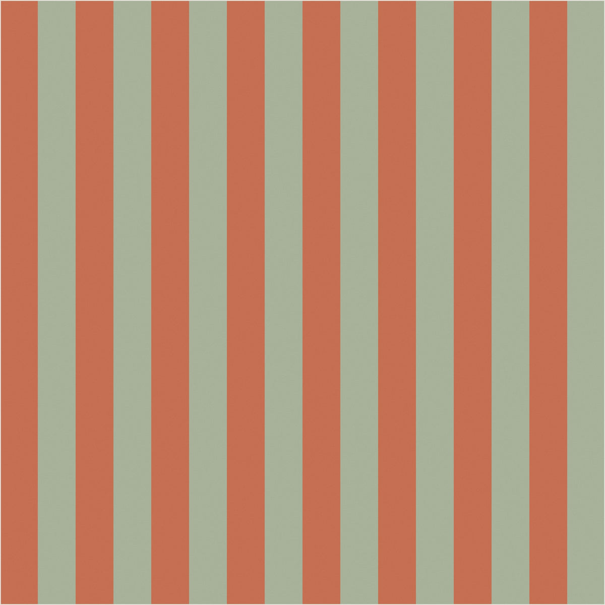Sage & Baked Clay thin stripe wallpaper, true-scale 62 cm swatch