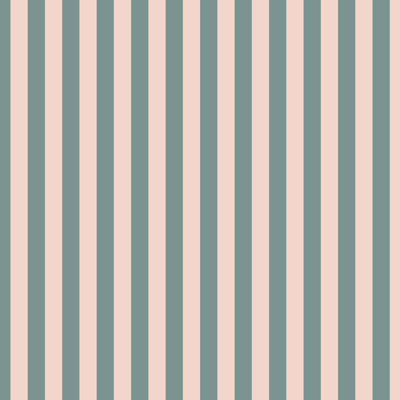 Thin Stripe Wallpaper in Sage Grey & Apricot Blush – fine, narrow stripes on an apricot blush ground