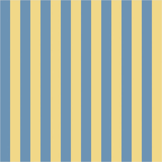 Soft Denim & Pale Yellow thin stripe wallpaper, true-scale 62 cm swatch