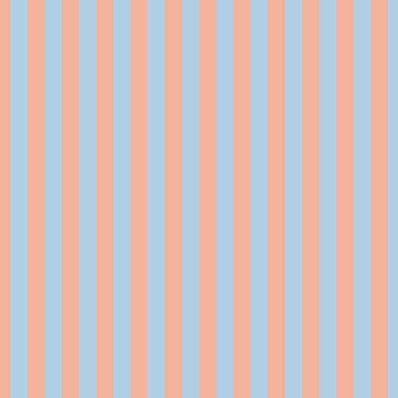 Thin Stripe Wallpaper in Soft Peach & Sky Blue – fine, narrow stripes on a sky blue ground