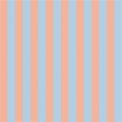 Soft Peach & Sky Blue thin stripe wallpaper, true-scale 62 cm swatch