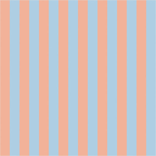 Soft Peach & Sky Blue thin stripe wallpaper, true-scale 62 cm swatch