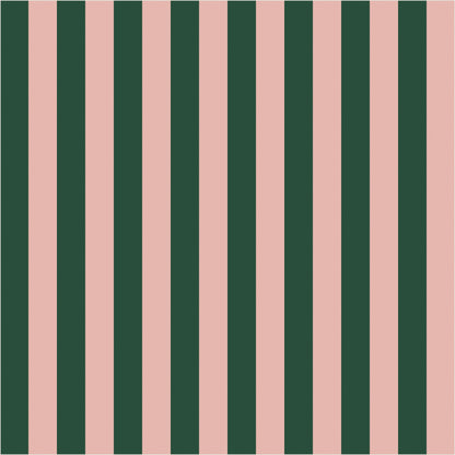 Warm Blush & Forest Green thin stripe wallpaper, true-scale 62 cm swatch