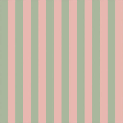 Warm Blush & Soft Sage thin stripe wallpaper, true-scale 62 cm swatch