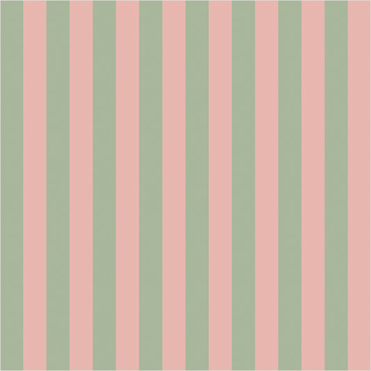 Warm Blush & Soft Sage thin stripe wallpaper, true-scale 62 cm swatch
