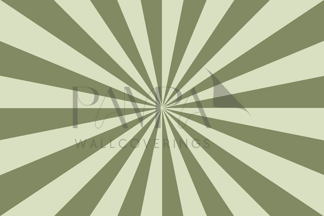 Up in the Sky Muted Olive & Pistachio ceiling mural design, sunburst rays in muted olive and pistachio