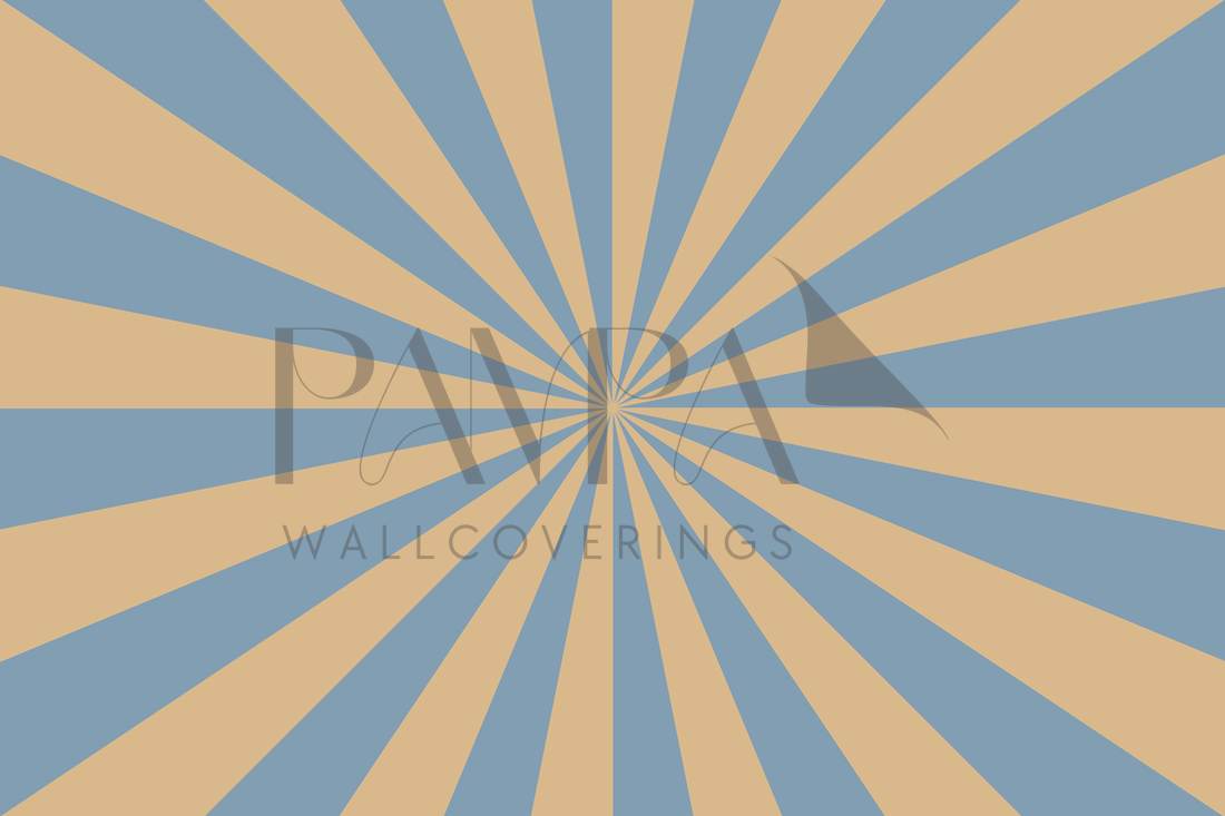 Up in the Sky Sky & Sand ceiling mural design, sunburst rays in sky blue and sand