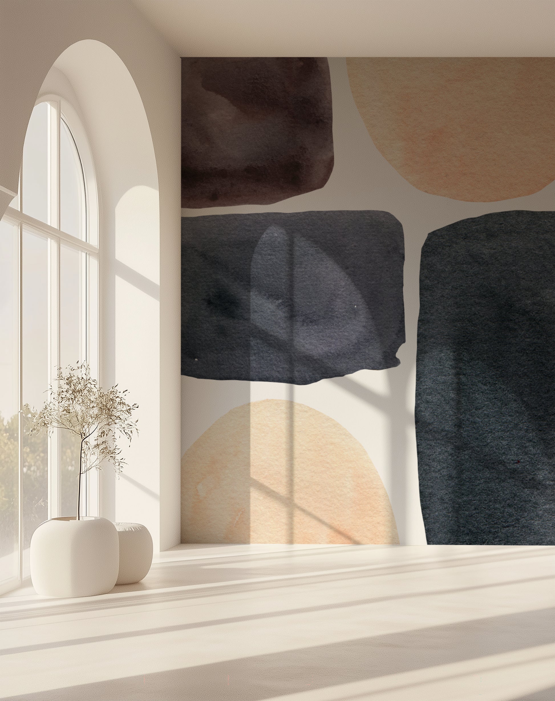 Watercolor Modern Shapes-PAMPA Wallcoverings