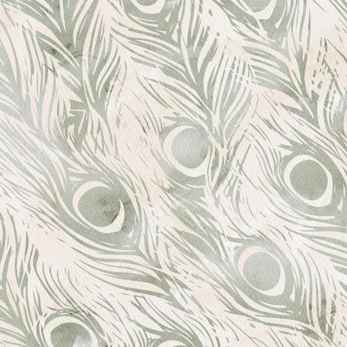 Watercolor Peacock Feathers-PAMPA Wallcoverings