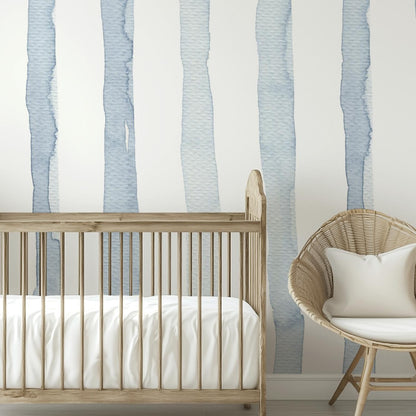Watercolor Stripes - Blue-PAMPA Wallcoverings