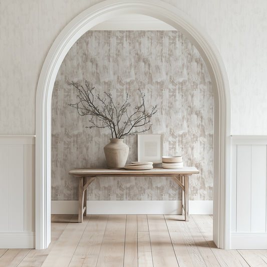 White Wall minimalist plain white wallpaper in a home office