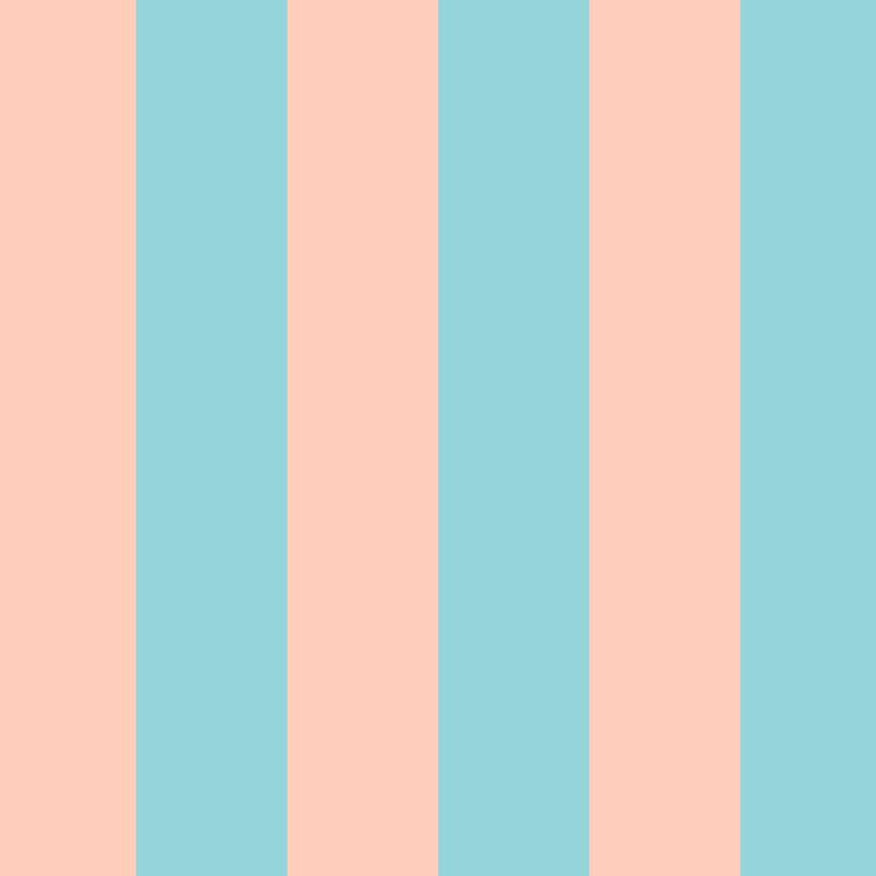 Wide Stripe Wallpaper in Aqua & Peach – graphic, wide stripes on a peach ground
