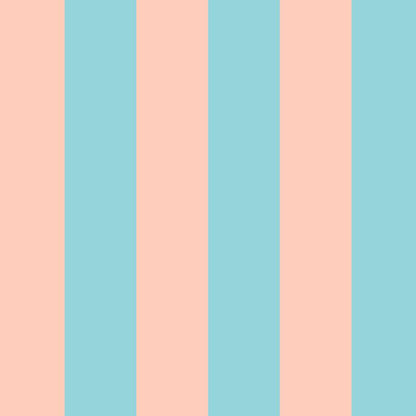 Wide Stripe Wallpaper in Aqua & Peach – graphic, wide stripes on a peach ground