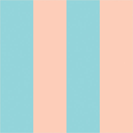 Aqua & Peach – Wide Stripe Wallpaper - true-scale 62 cm swatch