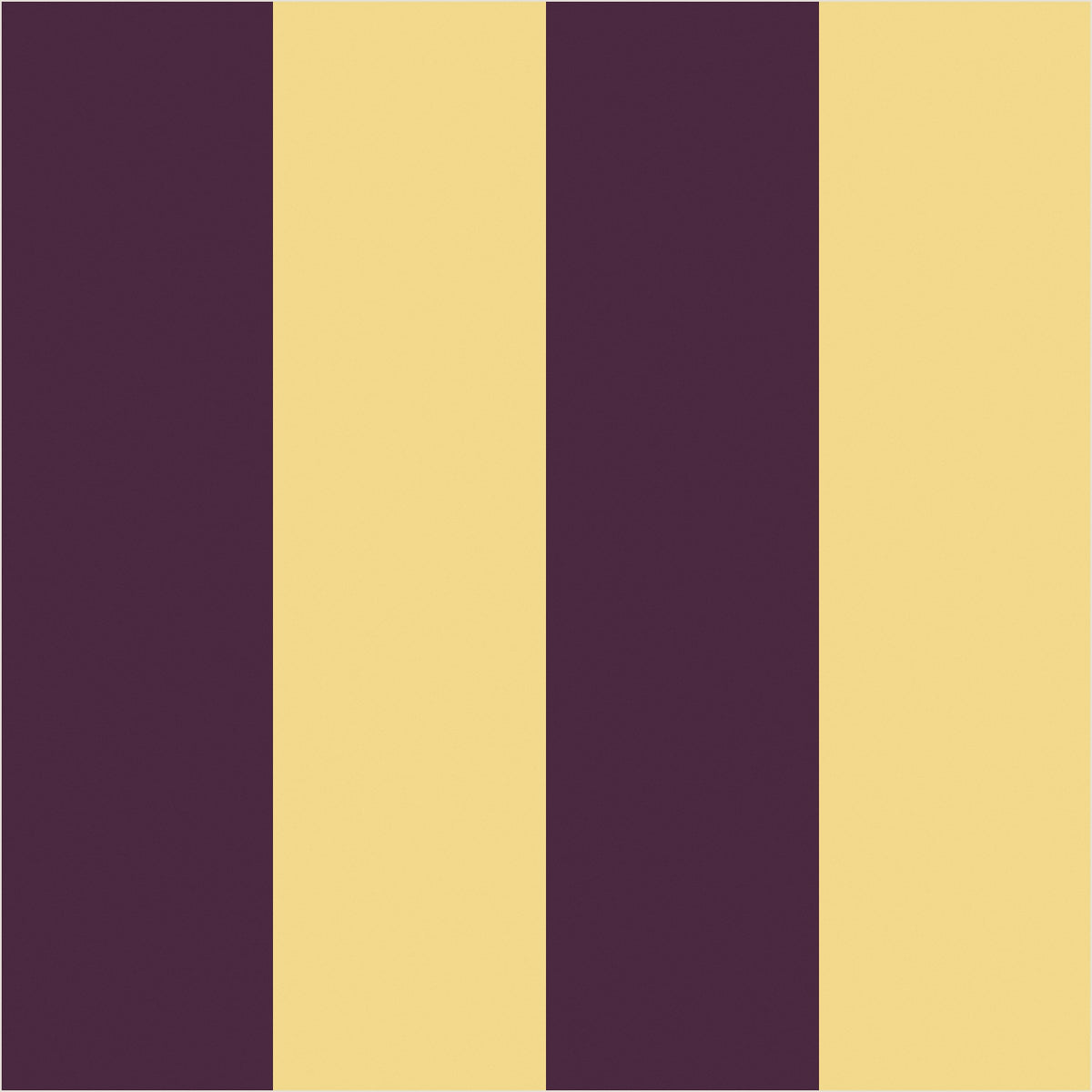 Butter & Aubergine wide stripe wallpaper, true-scale 62 cm swatch