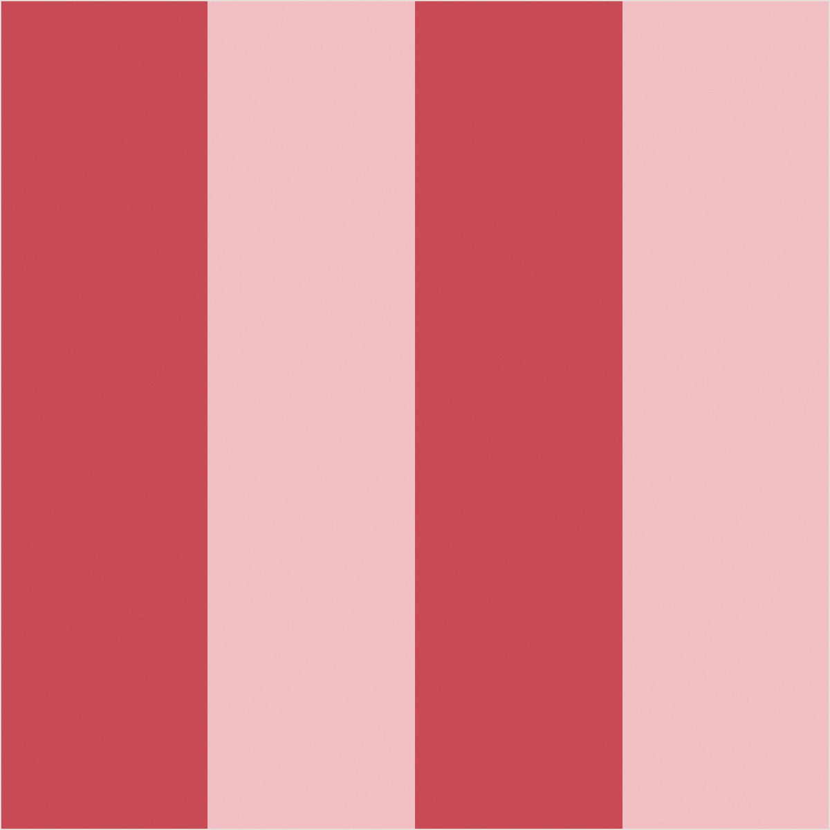 Cherry Red & Powder Pink wide stripe wallpaper, true-scale 62 cm swatch