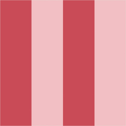 Cherry Red & Powder Pink wide stripe wallpaper, true-scale 62 cm swatch