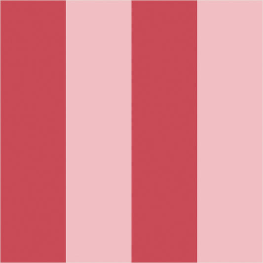 Cherry Red & Powder Pink wide stripe wallpaper, true-scale 62 cm swatch